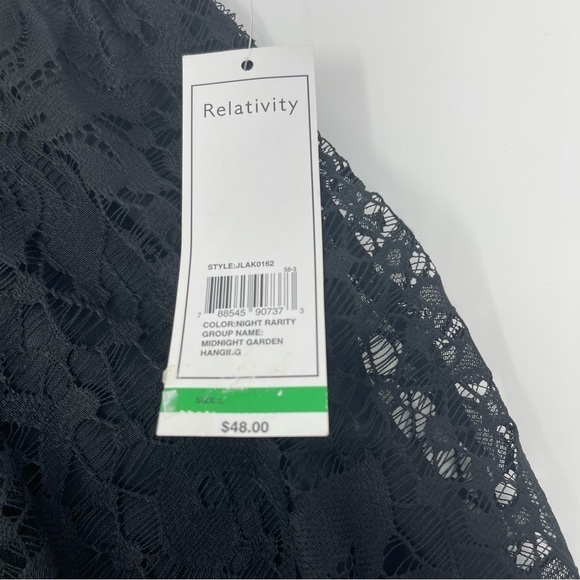 Relativity Black‎ Lace Lined Elastic Waist Skirt NWT Handkerchief Size Large - Picture 9 of 9